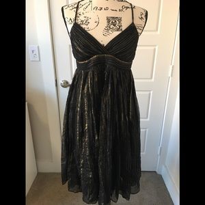 Arden B.  Black Strappy Gold Pinstripe dress